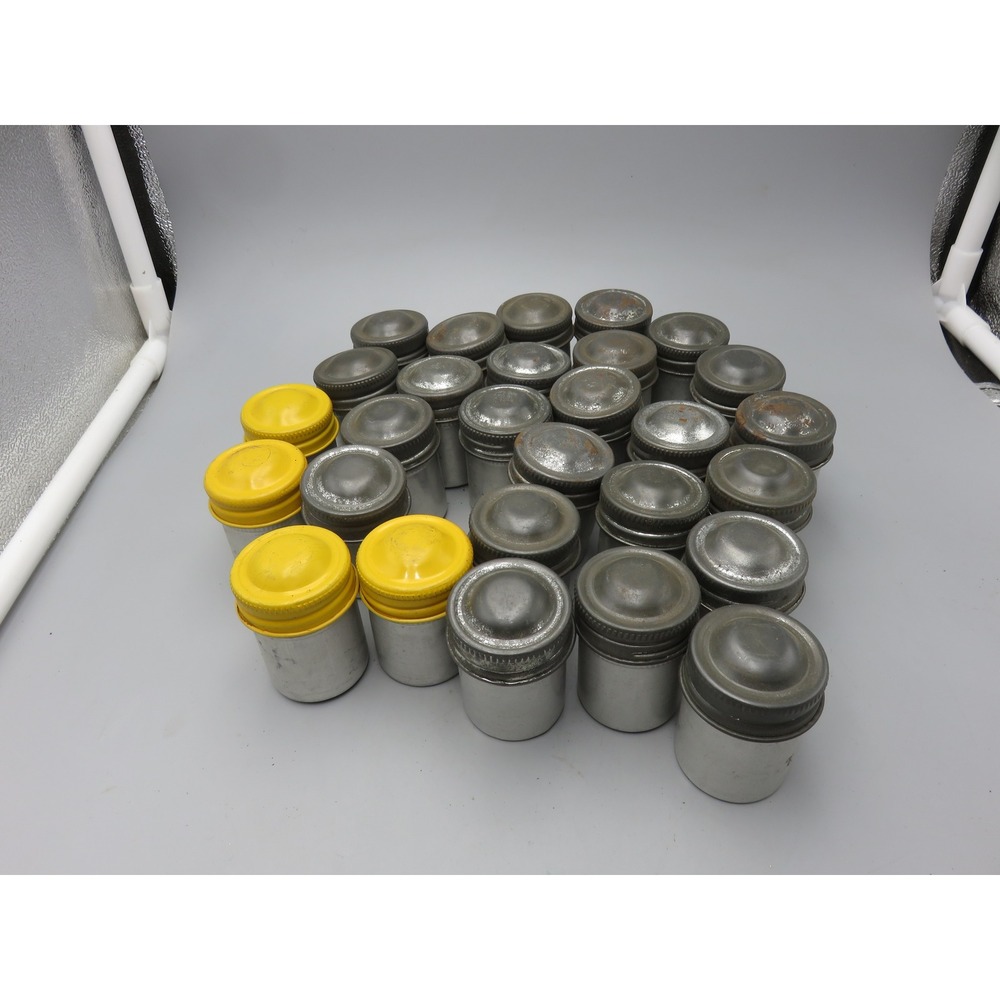Vintage Aluminum 35mm Film Canisters Bulk Lot Metal Storage Mixed Lids